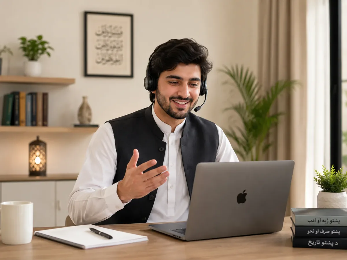Umair teaching an online lesson